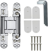 6inch Hidden Door Hinges Invisible Hinges Concealed Hinges Zinc Alloy 180 Degree Swing Hinge 3 Way Adjustable Butt Hinge 6 x 2.5 x 1 inch (Silver Pack of 3) - Side View
