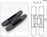 6 inch Hidden Door Hinges Invisible Hinges Concealed Hinges Zinc Alloy 180 Degree Swing Hinge 3 Way Adjustable Butt Hinge 6 x 2.5 x 1 inch (Black Pack of 3) - Front View