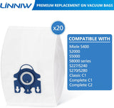 20 Pack 3D Airclean GN Vacuum Cleaner Bags and 20 Pack FJM Vacuum Bags Compatible with Miele Canister Vacuum Cleaner - Top-Down View