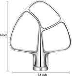 K45B Stainless Steel Flat Beater for Kitchenaid 4.5-5 Quart Tilt Head Stand Mixer, Polished Paddle Attachment for KitchenAid Mixer by ，Dishwasher Safe