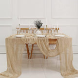 Cheesecloth Table Runner - 10FT Natural Linen Beige Gauze Fabric Table Decor for Wedding, Party, Dinner, Farmhouse or Boho Rustic Events - Side View