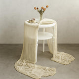 Cheesecloth Table Runner - 10FT Natural Linen Beige Gauze Fabric Table Decor for Wedding, Party, Dinner, Farmhouse or Boho Rustic Events - Top-Down View