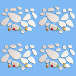 Petluno 72Pcs Mirror Decals Wall Stickers - Cobblestone Shape DIY Decor for Home Room Bedroom Office Decoration Silver