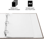 3 Ring Binder, A4 Fabric Cover Round Ring Durable Binder for 3-Hole Letter Size Paper, Decorative Organizer Holds 200 Sheets Letter Size 8.5'' x 11'' Paper, for Office Home