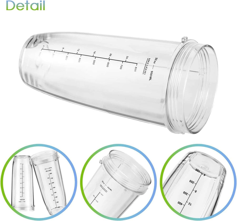 Replacement Part for Nutri Ninja Blender 2-Pack 32oz Replacement Cups Compatible with Nutri Ninja Auto-iQ Series Blenders