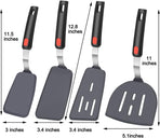 4Pcs Spatula Silicone Heat Resistant Flexible Rubber Silicone Spatulas for Nonstick Cookware, Burger Pancake Spatula Turner Large Spatulas Set for Cooking Kitchen Utensils Set Black