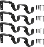 Heavy Duty Curtain Rod Brackets - Adjustable Double Rod Holders, 1 Inch (4 PCS, Black)