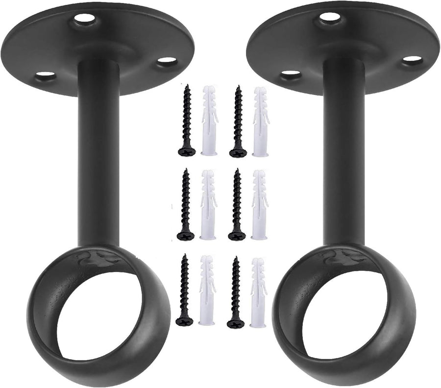 Curtain Rod Ceiling-Mount Bracket Curtain Rod Brackets Curtain Rod Holders (8 PCS, Black)