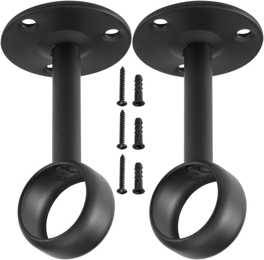 Ceiling-Mount Curtain Bracket Holders for 1 1/4-Inch Rod (8 PCS, Black)
