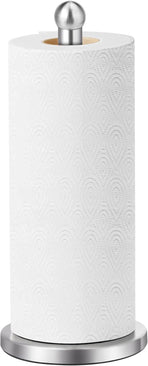 Paper Towel Holder Countertop, Paper Towel Holder with Solid Weighted Base, for Standard and Large Size Rolls (Silver)