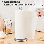 Paper Towel Holder Countertop, Paper Towel Holder with Solid Weighted Base, for Standard and Large Size Rolls (Silver)