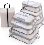 Compression Packing Cubes Travel Organizer 7 Set, Ripstop Mesh Travel Organizers for Luggage Multi-Functional Ultralight Expandable Packing Cubes for Carry-on Luggage, Travel, Backpack