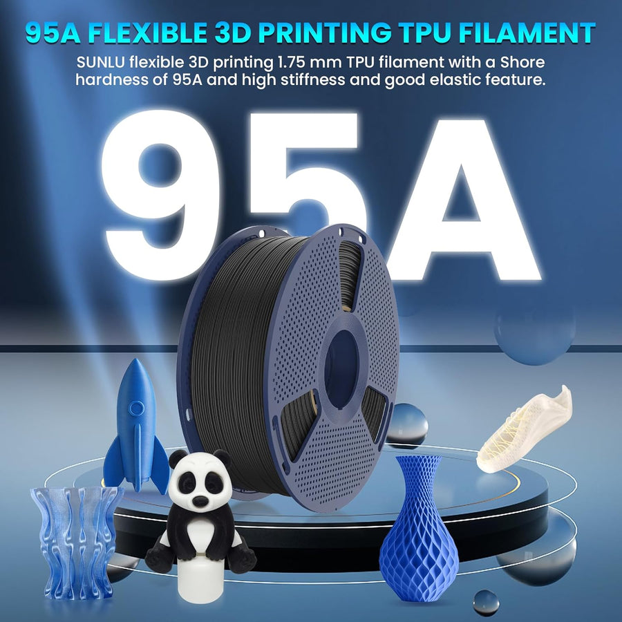 TPU 3D Printer Filament 1.75mm, Flexible 95A TPU Filament, 1KG Soft 3D Filament for Fast Printing, Dimensional Accuracy +/- 0.03mm, Fit Most FDM 3D Printers, TPU White