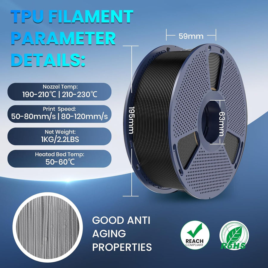 TPU 3D Printer Filament 1.75mm, Flexible 95A TPU Filament, 1KG Soft 3D Filament for Fast Printing, Dimensional Accuracy +/- 0.03mm, Fit Most FDM 3D Printers, TPU White