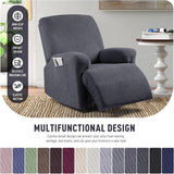 Recliner Covers, Stretch Reclining Chair Covers, Recliner Sofa Slipcovers Stripe Jacquard Recliner Couch Covers Furniture Protector Covers for Pet Kid (1 Seater, Deep Gray) - Front View