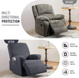 Recliner Covers, Stretch Reclining Chair Covers, Recliner Sofa Slipcovers Stripe Jacquard Recliner Couch Covers Furniture Protector Covers for Pet Kid (1 Seater, Deep Gray) - Top-Down View