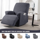 Recliner Covers, Stretch Reclining Chair Covers, Recliner Sofa Slipcovers Stripe Jacquard Recliner Couch Covers Furniture Protector Covers for Pet Kid (1 Seater, Deep Gray)