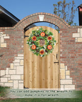 Green Eucalyptus Leaves Front Door Wreath,  24 Inch Artificial Spring Summer Greenery Wreath Front Door Decoration Boxwood with Big Berries Farmhouse Outdoor Year-Round - Indoor/Outdoor