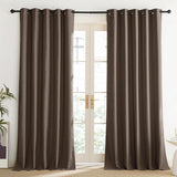Coffee Vintage Linen 100% Blackout Curtains for Living Room, Thermal Insulated Curtains 95“ Long, Noise Reducing Window Treatment Drapes for Home Office, 62
