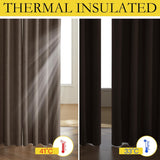 Coffee Vintage Linen 100% Blackout Curtains for Living Room, Thermal Insulated Curtains 95“ Long, Noise Reducing Window Treatment Drapes for Home Office, 62