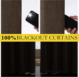 Coffee Vintage Linen 100% Blackout Curtains for Living Room, Thermal Insulated Curtains 95“ Long, Noise Reducing Window Treatment Drapes for Home Office, 62