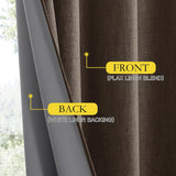 Coffee Vintage Linen 100% Blackout Curtains for Living Room, Thermal Insulated Curtains 95“ Long, Noise Reducing Window Treatment Drapes for Home Office, 62