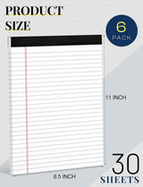 Legal Pads 8.5 x 11 White Note Pads Paper 8-1/2 x 11 Lined Paper Pad 8.5 x 11 White Legal Pad 6 Pack Notepads 8.5 x 11 Lined Writing Pads of Paper 8.5 x 11 Notepad White Paper Pads 30 Sheets/Pad