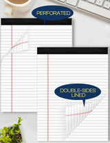 Legal Pads 8.5 x 11 White Note Pads Paper 8-1/2 x 11 Lined Paper Pad 8.5 x 11 White Legal Pad 6 Pack Notepads 8.5 x 11 Lined Writing Pads of Paper 8.5 x 11 Notepad White Paper Pads 30 Sheets/Pad - Rear View