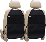 Car Seat Protector Large Kick Mat 2 Pack Durable Water Resistant Auto Seat Back Covers with 2 Mesh Pockets Protection Against Dust Mud Scratches (Black, 2-Pack)
