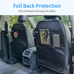 Car Seat Protector Large Kick Mat 2 Pack Durable Water Resistant Auto Seat Back Covers with 2 Mesh Pockets Protection Against Dust Mud Scratches (Black, 2-Pack)