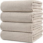 430 GSM Microfiber Oversize Quick Dry Lint Free Bath Towel, 60 x 30 in, 4 Pack (Waffle Weave)