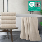 430 GSM Microfiber Oversize Quick Dry Lint Free Bath Towel, 60 x 30 in, 4 Pack (Waffle Weave)