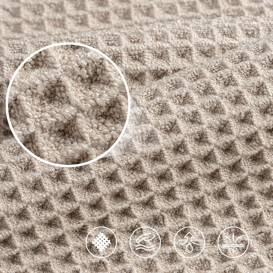 430 GSM Microfiber Oversize Quick Dry Lint Free Bath Towel, 60 x 30 in, 4 Pack (Waffle Weave)
