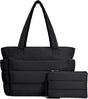 Puffer Tote Bag for Women, Lightweight Puffy Handbag with Compartments, Quilted Shoulder Bag for Work, Travel, Gym