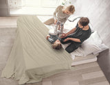 100% Cotton Khaki Waffle Blanket (Big Size - 120x120 Inch) Soft Lightweight Cozy Breathable Bed Blanket for All Seasons - Side View