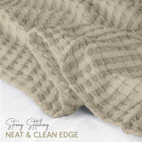 100% Cotton Khaki Waffle Blanket (Big Size - 120x120 Inch) Soft Lightweight Cozy Breathable Bed Blanket for All Seasons - Top-Down View