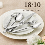 20 Pieces Silverware Set, Premium 18/10 Stainless Steel Flatware Set, Luxury Cutlery Set for 4, Dishwasher Safe for Home and Kitchen with Relief Patterns Handle, Party, Wedding, Silver