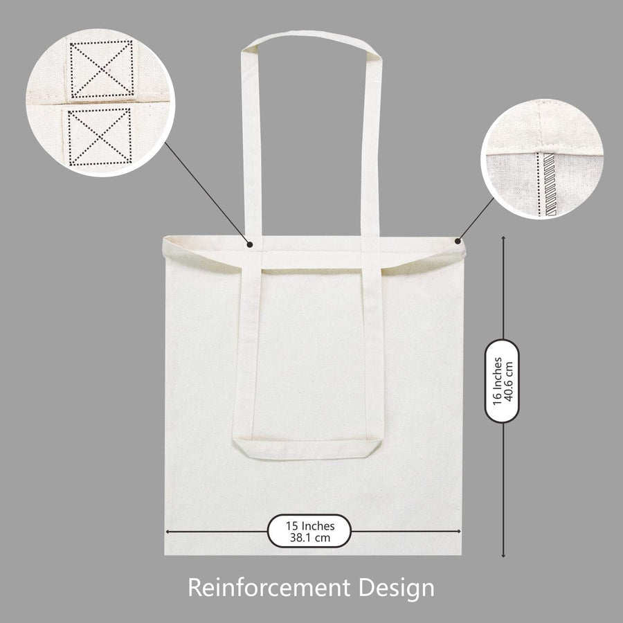 5 | 12 | 24 Pack Economical 16"x15" Cotton Tote Bag, Reusable Grocery Shopping Bags, DIY Your Creative Designs