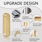 4PCS Foldable Gold Wall Hooks, Heavy Duty Zinc Alloy Folding Wall Hooks, Folding Hidden Coat Hooks Wall Mount Bathroom Foldable Towel Hooks for Hanging Clothes, Bags, Hats, Bathrobes, Keys etc (Gold)