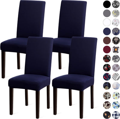 Dining Chair Covers,Kitchen Chair Cover,Parsons Chair Slipcover,Spandex Chair Protectors for Dining Room Stretch Chairs Cover Set of 4 -Navy Blue