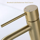 Brushed Gold Bathroom Faucet, Single Handle Brass Sink Faucet Bathroom Single Hole with Pop Up Sink Drain Assembly and Water Faucet Supply Lines - Top-Down View