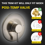 Shower and Tub Trim Kit, Compatible with Moen Posi-Temp Valve, Brushed Nickel