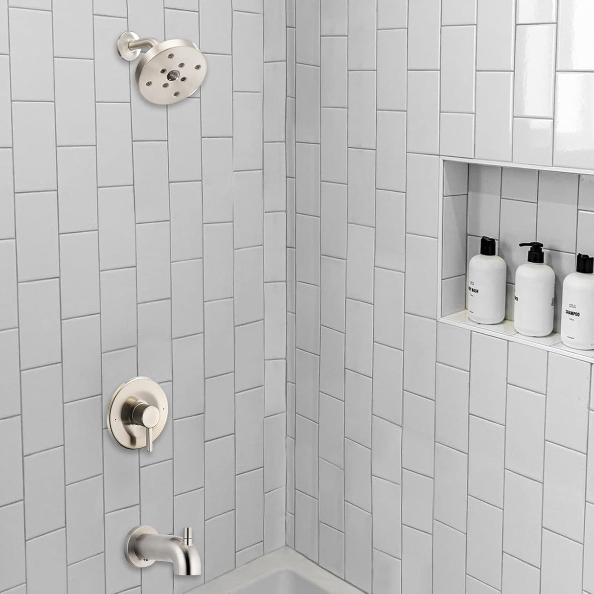 Shower and Tub Trim Kit, Compatible with Moen Posi-Temp Valve, Brushed Nickel