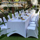 Spandex Folding Chair Covers 100 Pcs Universal Fitted Dining Chair Cover Stretchy Slipcovers for Wedding Party Banquet Flat-Front Chairs Covers (White) - Rear View