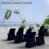 Spandex Folding Chair Covers 100 Pcs Universal Fitted Stretchy Dining Chair Slipcovers for Wedding Party Banquet Flat-Front Chair Cover (Navy Blue)