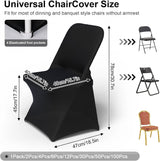 Spandex Folding Chair Covers 100 Pcs Universal Fitted Stretchy Dining Chair Slipcovers for Wedding Party Banquet Flat-Front Chair Cover (Black) - Top-Down View