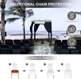 Spandex Folding Chair Covers 100 Pcs Universal Fitted Stretchy Dining Chair Slipcovers for Wedding Party Banquet Flat-Front Chair Cover (Black) - Rear View