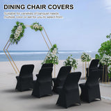 Spandex Folding Chair Covers 100 Pcs Universal Fitted Stretchy Dining Chair Slipcovers for Wedding Party Banquet Flat-Front Chair Cover (Black) - Close-Up Angle