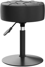 Adjustable Vanity Stool, 360°Swivel Vanity Chair for Makeup Room, Black Stool Chair for Vanity, Small Faux Leather Vanity Stools for Bathroom, Living Room