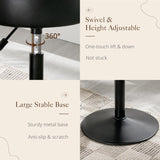 Adjustable Vanity Stool, 360°Swivel Vanity Chair for Makeup Room, Black Stool Chair for Vanity, Small Faux Leather Vanity Stools for Bathroom, Living Room
